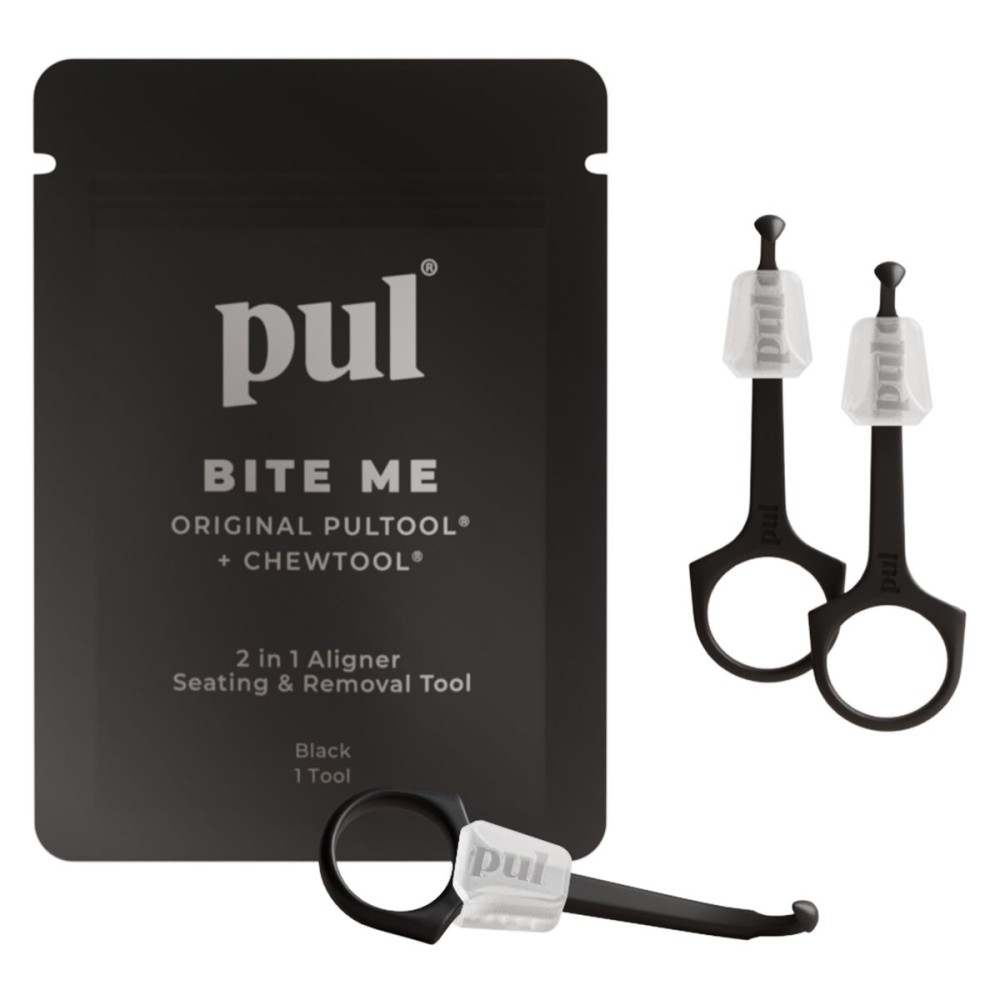 PUL Pack of 3 Reusable 2-in-1 Aligner Seating Chewie & Removal Tool - Compatible with Invisalign, Removable Braces, Retainers & Trays - Easy-to-Use Remover & Chew, Dental & Oral Hygiene Care - Black