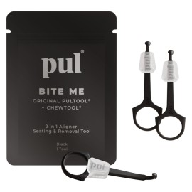 PUL Pack of 3 Reusable 2-in-1 Aligner Seating Chewie & Removal Tool - Compatible with Invisalign, Removable Braces, Retainers & Trays - Easy-to-Use Remover & Chew, Dental & Oral Hygiene Care - Black