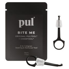 PUL Pack of 2 Reusable 2-in-1 Aligner Seating Chewie & Removal Tool - Compatible with Invisalign, Removable Braces, Retainers & Trays - Easy-to-Use Remover & Chew, Dental & Oral Hygiene Care - Black