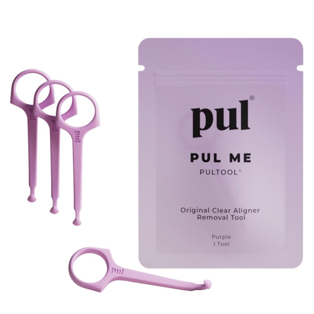 PUL Pack of 4 Reusable Clear Aligner Removal Tool - Compatible with Invisalign, Removable Braces, Retainers & Trays - Easy-to-Use Device Remover, Dental & Oral Hygiene Care Product - Purple