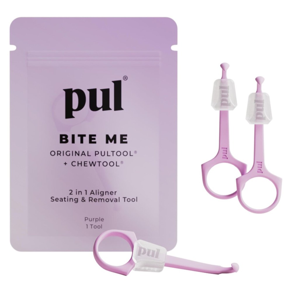 PUL Pack of 3 Reusable 2-in-1 Aligner Seating Chewie & Removal Tool - Compatible with Invisalign, Removable Braces, Retainers & Trays - Easy-to-Use Remover & Chew, Dental & Oral Hygiene Care - Purple
