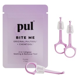 PUL Pack of 3 Reusable 2-in-1 Aligner Seating Chewie & Removal Tool - Compatible with Invisalign, Removable Braces, Retainers & Trays - Easy-to-Use Remover & Chew, Dental & Oral Hygiene Care - Purple