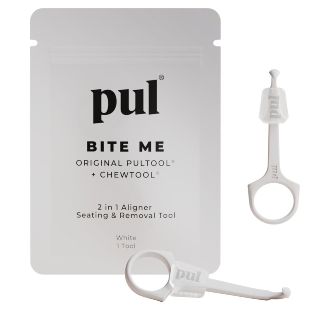 PUL Pack of 2 Reusable 2-in-1 Aligner Seating Chewie & Removal Tool - Compatible with Invisalign, Removable Braces, Retainers & Trays - Easy-to-Use Remover & Chew, Dental & Oral Hygiene Care - White