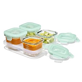 OXO Tot Glass Baby Blocks Food Storage Containers (4 oz) - Opal