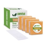 AMVital Turmeric Soap Bar for Face & Body, Smooth Skin, Natural Handmade Soap (Pack of 4)