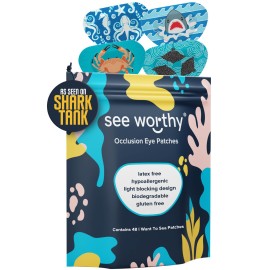 Adhesive Eyepatch for Kids & Adults - As Seen on Shark Tank - Kids Breathable, Comfortable Sea-Themed Eyepatch for Lazy Eye - Amblyopia & Sensitive Skin Medical Eye Patches - 48 Patches by See Worthy