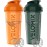 VELOMIX -2 Pack- 28 oz Protein Shaker Bottles for Protein Mixes - 2x Wire Whisk | Leak Proof Shaker Cups for Protein Shakes | Protein Shaker Bottle Pack | Shakers for Protein Shakes-Green&Orange