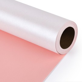 NESCCI Off White & Pink Matte Wrapping Paper,Double Sided Solid Color Pearly-Lustre Paper,Gift Wrapping Paper,Perfect for Wedding,Valentine\'s Day,Birthday,Christmas,Baby Shower (17 Inches X 32.8 Feet)