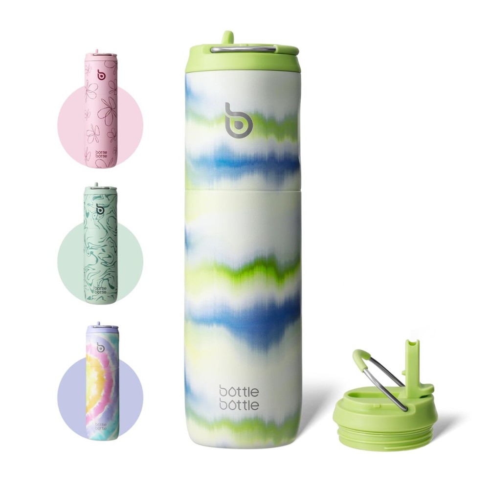 BOTTLE BOTTLE Insulated Water Bottle 24oz with Straw Lid and Handle for Sports Travel Gym Stainless Steel Water Bottles Double-Wall Vacuum Metal Leak Proof BPA-Free (Mist)