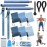 ALongSong Upgraded Pilates Bar Kit with Resistance Bands Natural Latex, Adjustable Exercise Equipment Multifunctional Yoga Pilates Stick for Home Gym Supports Full-Body, Denim Blue