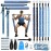 ALongSong Upgraded Pilates Bar Kit with Resistance Bands Fabric Wrapped Natural Latex, Adjustable Exercise Equipment Multifunctional Yoga Pilates Stick for Home Gym Supports Full-Body, Denim Blue