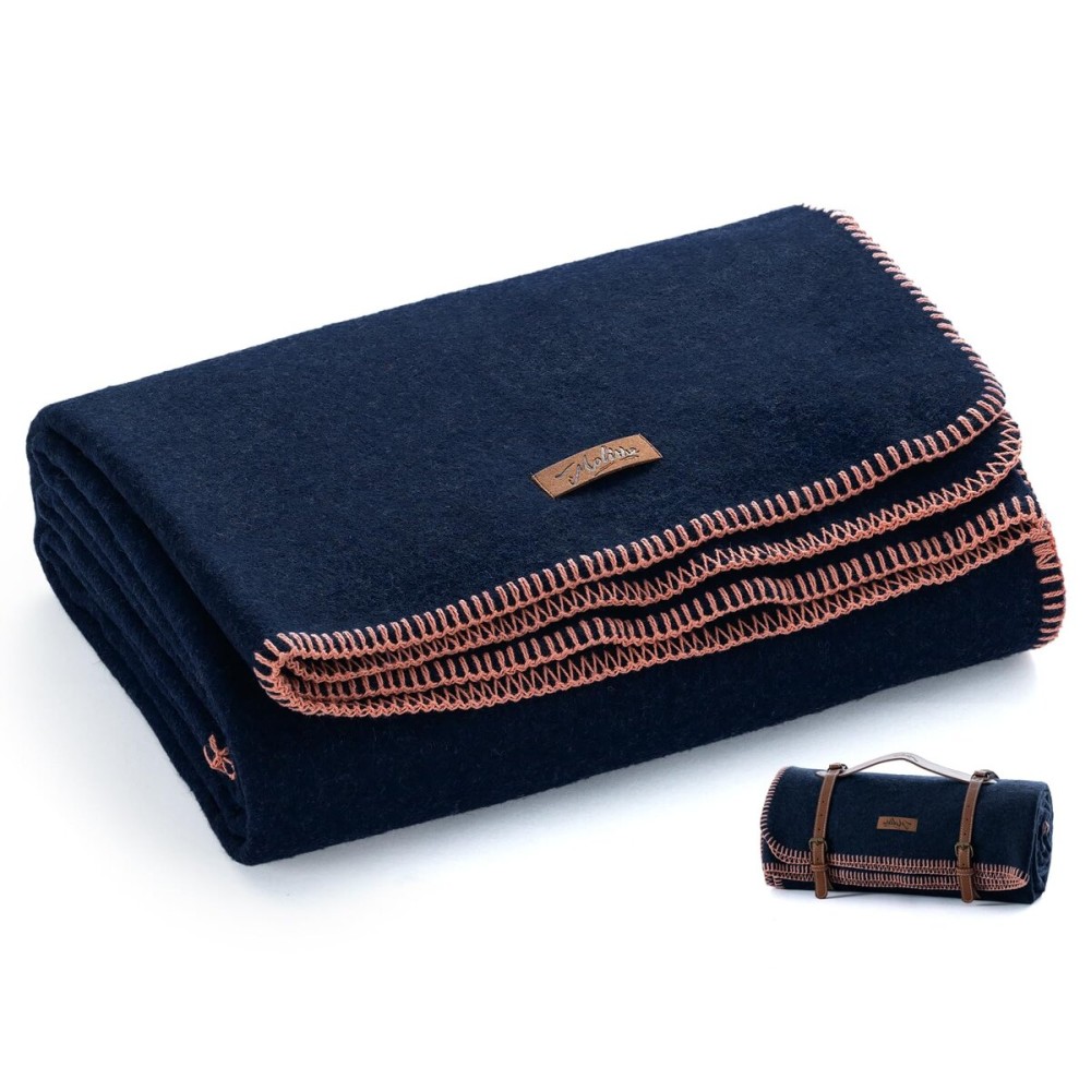 Molithe 100% Wool Blanket, 48 x 62, Warm, Thick, Washable, Military Wool Blanket, Great for Camping, Outdoors, Sporting Events, Survival KitsNavy