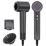 Hair Dryer, 160000 RPM High-Speed Brushless Motor with 500 Million Negative Ions, Professional Ionic Blow Dryer with Magnetic Diffuser & Nozzle,Lightweight for Home Travel Salon(Gray)