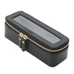 Aveniee Clear Makeup Brush Bag,Slim Cosmetic Brush Holder,Small Toiletry Bag Mini Travel Case for Women,Thin Make up Bags with Dual Zipper,Cute Travel Essentials Organizer,Black