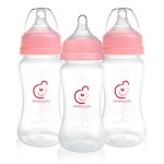 Nenesupply Natural Baby Bottles Newborn Feeding Bottles Slow Flow Breastfeeding Bottle for Breastfed Babies Wide Neck 9oz Anti Colic Level 2 Nipple for 1+ Month Infant Replace Spectra Bottle Pumping