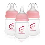 Nenesupply Natural Baby Bottles Newborn Flow Feeding Bottles Breastfeeding Bottle for Breastfed Babies Wide Neck 4.7oz Anti Colic Level 1 Nipple for 0+ Month Infant Replace Spectra Bottles for Pumping