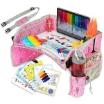 PILLANI Kids Travel Tray for Car - Car Seat Tray for Kids, Road Trip Essentials & Must Haves, Carseat Table Roadtrip Activities - Toddler Lap Desk Organizer for Airplane