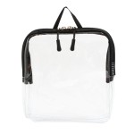 BORSALI TSA Approved Toiletry Bag - Clear Quart Size for 3-1-1 Carry On Travel - Makeup Organizer Cosmetic Pouch with Zipper - Travel Accessories - Black With Handle