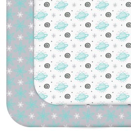 Pack and Play Sheets, 2 Pack Mini Crib Sheets, Stretchy Playard Fitted Sheet, Compatible with Graco Pack n Play, Soft and Breathable Material, Planet & Flower