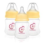 Nenesupply Natural Baby Bottles Newborn Flow Feeding Bottles Breastfeeding Bottle for Breastfed Babies Wide Neck 4.7oz Anti Colic Level 1 Nipple for 0+ Month Infant Replace Spectra Bottles for Pumping
