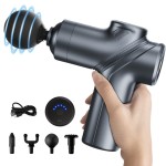 LEERCON Massage Gun,Portable Handheld Deep Tissue Muscle Massager,Full-Metal Travel Massage Gun with 4 Speeds & 8 Massage Heads,for Office,Father, Mother(Black)