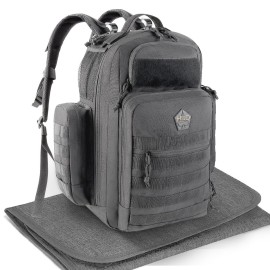 HighSpeedDaddy - Baby Diaper Backpack, Military-Grade, Waterproof Baby Travel Bag for Dads & Moms, Compact, Lightweight Design with Stroller Straps, & Tablet Sleeve - 32L capacity, Gunmetal Gray