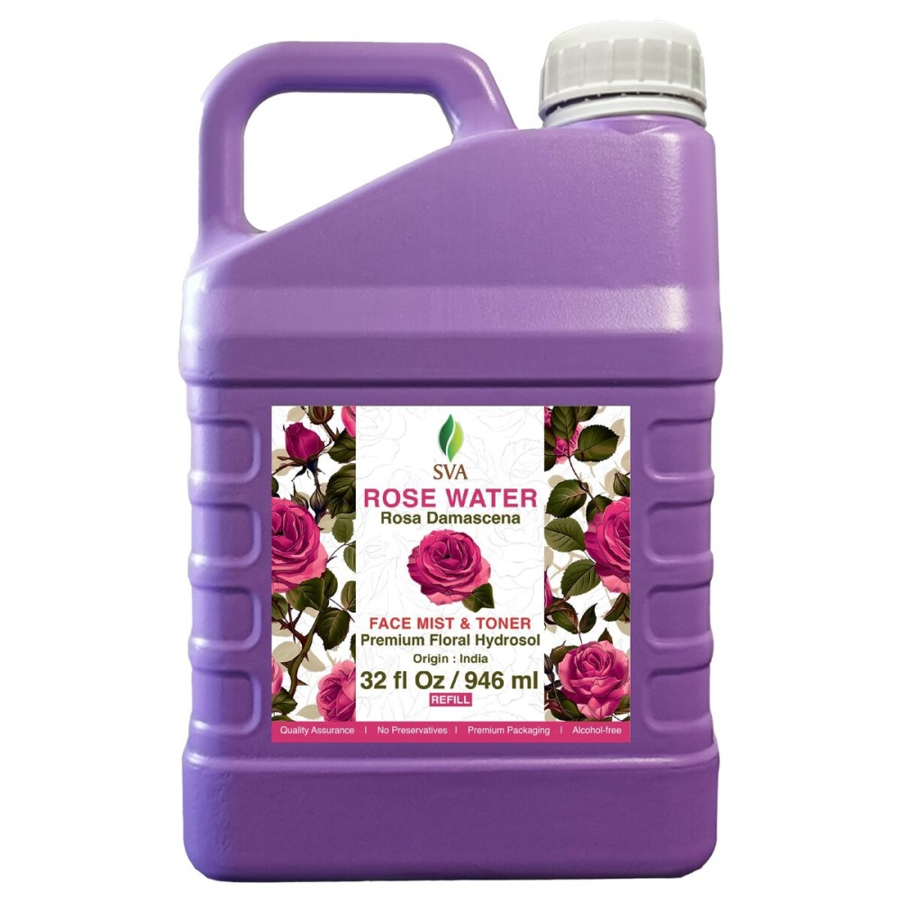 SVA Rose Water - 32 Fl oz - Refreshing Rose Water Spray for Skin Care, Skin Hydration, Bath, Soaps, Haircare & Aromatherapy