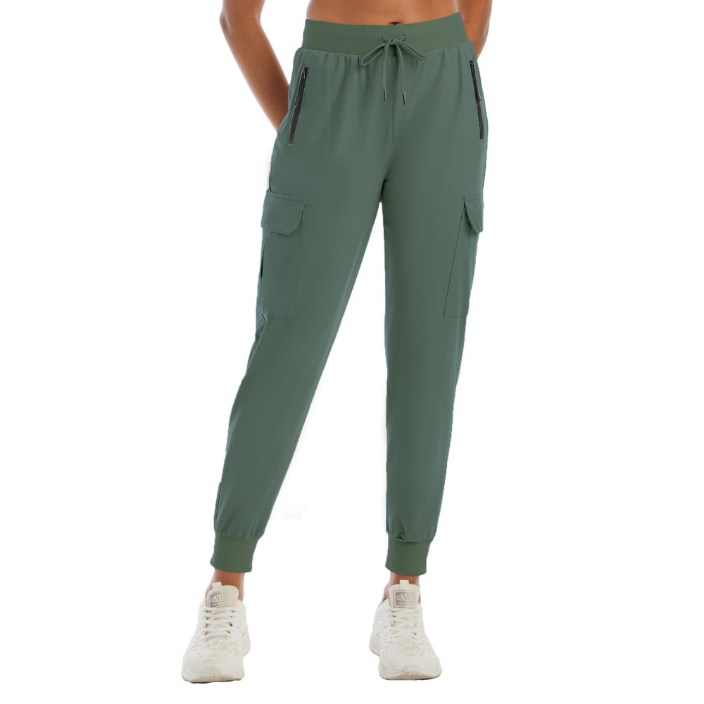 Rrosseyz Womens Cargo Pants with Pockets-Lightweight Quick Dry Water Resistant Hiking Pants for Travel Casual Athletic and Outdoor(Grey Green,XL)