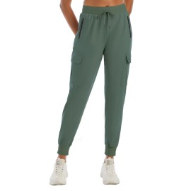 Rrosseyz Womens Cargo Pants with Pockets-Lightweight Quick Dry Water Resistant Hiking Pants for Travel Casual Athletic and Outdoor(Grey Green,M)