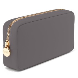 Embla Makeup Bag Travel Cosmetics Pouch and Toiletry Bag, Nylon Zipper Pouch Purse, Cute Make Up Organizer Storage Tote for Women Girls, Waterproof Travel Skincare Case, Small Makeup Bags, Grey