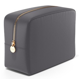 Embla Makeup Bag Travel Cosmetics Pouch and Toiletry Bag, Nylon Zipper Pouch Purse, Cute Make Up Organizer Storage Tote for Women Girls, Waterproof Travel Skincare Case, Large Makeup Bags, Grey