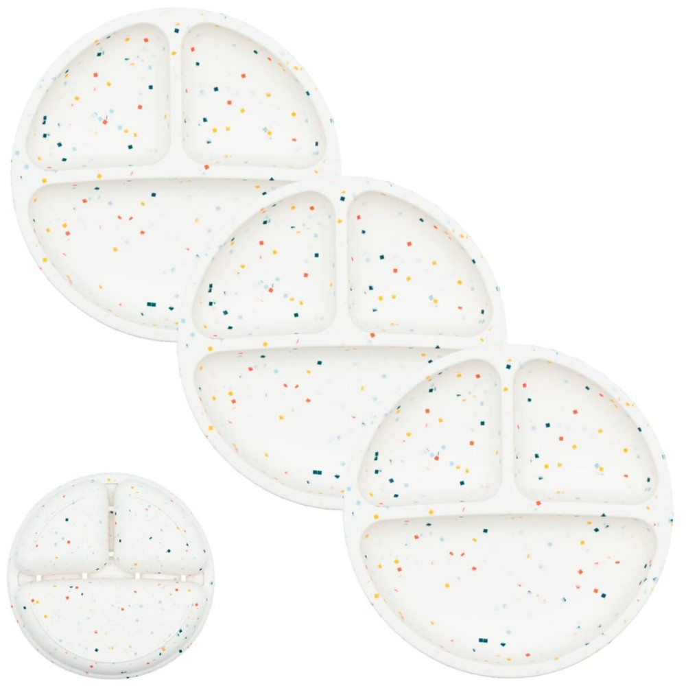 WeeSprout Silicone Divided Plates (No Lids), 100% Food Grade Silicone Divided Plates for Toddlers & Kids, Dishwasher & Microwave Safe