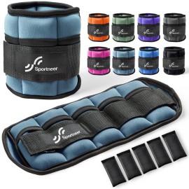 Sportneer Adjustable Ankle/Wrist Weights for Men Women Kids, Weighted Leg & Cuff Strength Training for Yoga Walking Running Aerobics Gym Fitness Physical Therapy (Dusty Blue, 2 lbs (x2))