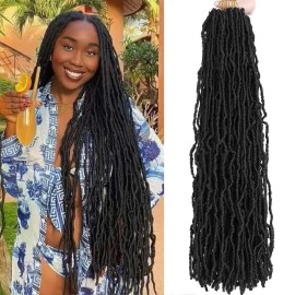 7 Packs Soft Locs Crochet Hair Pre Looped 30 Inch Faux Locs Crochet Braids Goddess Locs Dreadlocs Synthetic Hair For Black Women (1B, 30 Inch (Pack of 7))