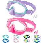 Vvinca Swim Goggles with Nose Cover, Fabric Strap Toddler Kids Swimming Goggles Diving Mask Anti-Fog/UV No Leak for Age 3-15
