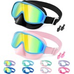 Vvinca Swim Goggles with Nose Cover, Fabric Strap Toddler Kids Swimming Goggles Diving Mask Anti-Fog/UV No Leak for Age 3-15