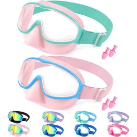 Vvinca Swim Goggles with Nose Cover, Fabric Strap Toddler Kids Swimming Goggles Diving Mask Anti-Fog/UV No Leak for Age 3-15