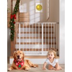 InnoTruth 29.5-40.75 Baby Gate for Stairs, 30 Tall Dog Gates for Doorways & Hallways, Safety Gate for Kids & Pets, Pressure-Mounted Walk-Through with Dual Lock & 2-Way Swing, White