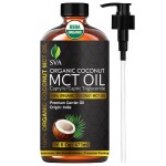 SVA MCT Oil Organic - 16 Fl Oz - 100% Natural Cold Pressed Organic MCT Oil - for Face, Skin Care, Hair Care, Scalp Massage & Body Massage - Carrier Oil