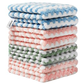 JOYMOOP Microfiber Cleaning Cloth, Mixed Color Towels with Edging, Medium-Small Size 8 Pack (9.8 x 11.8), Absorbent Streak Free Lint Free Rags for Cleaning, Reusable and Washable Towels