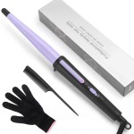 Hair Curling Iron, Tapered Curling Wand, Professional 0.5-1Inch Ceramic Hair Curler Wand with Heat-Resistant Glove, Dual Voltage