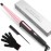 Hair Curling Wand, 0.5-1Inch Tapered Curling Iron, Professional Ceramic Hair Curler Wand with Heat-Resistant Glove, Dual Voltage (Pink)