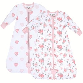 Mama Cheetah Baby Sleep Sack with Sleeves, 0.5 TOG Organic Cotton Wearable Blanket and Two-Way Zipper, Swaddle Transition Long Sleeve Sleeping Bag for Newborn Infant Toddler, 12-18 Months