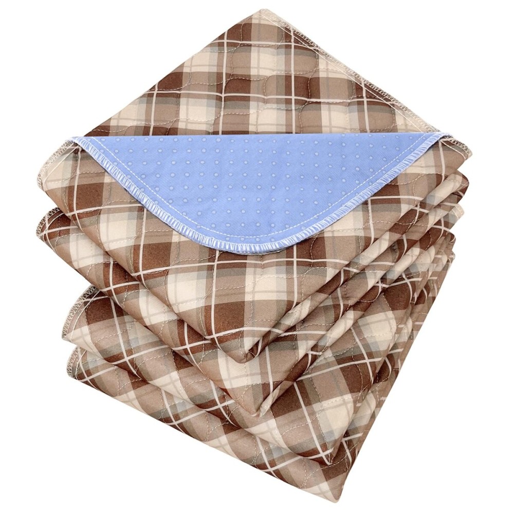 Non-Slip Bed Pads for Incontinence Washable (36 x 52|2 Pack), Waterproof Bed Pads, Brown Grid, Bed Wetting Pads for Bed, Sofa, Floor, Resuable Underpads for Adults, Seniors, Pet