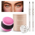 Erinde Natural Freckle Foundation Makeup Kit - Liquid Freckle Pen & Fake Freckles Stamp Air Cushion & Powder Cushion Blush, Long Lasting Waterproof Freckles Tattoo Marker for Natural Sunkissed Makeup