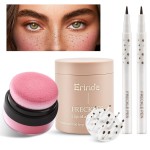 Erinde Natural Freckle Foundation Makeup Kit - Liquid Freckle Pen & Fake Freckles Stamp Air Cushion & Powder Cushion Blush, Long Lasting Waterproof Freckles Tattoo Marker for Natural Sunkissed Makeup