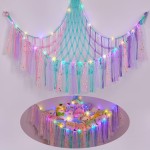 FIOBEE Stuffed Animals Net or Hammock with LED Light, Toy Hammock Hanging Stuffed Animals Storage Organizer Holder Room Dcor for Nursery Kids Bedroom