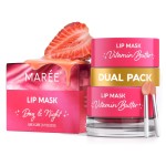 MAREE Lip Mask Overnight 2 Pack - Lip Moisturizer For Very Dry Lips - Hydrating Lip Butter Balm with Hyaluronic Acid & Collagen - Overnight Lip Treatment - Lip Sleeping Mask Repair