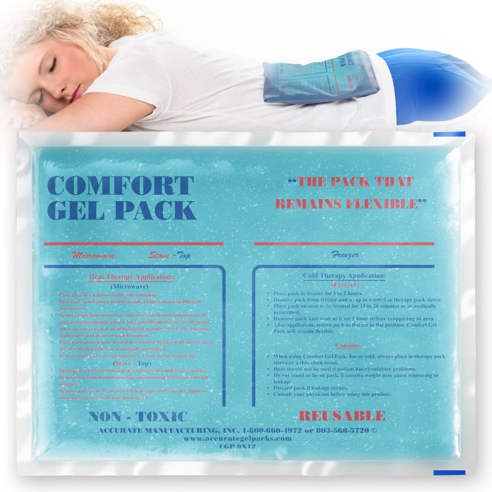 Flexible Reusable Gel Packs for Neck, Wrist, Arm, Back and Shoulder Pain Relief - Versatile Hot or Cold Gel Packs for Injuries, Sore Muscles or Toothache Pain Relief, Blue, 9 x 12, 1 Pack