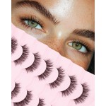 Onlyall Natural Lashes Wispy Lashes Natural Look False Eyelashes Natural Flared Eyelashes False Eye Lashes Soft Fluffy Lashes 7 Pairs D75